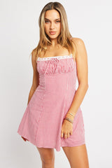 Red Check Mini Dress Strappy