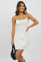 White Polka Dot Mini Dress Strappy