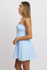 Blue Stripe Fit And Flare Dress Mini