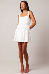 White Fit And Flare Dress Mini