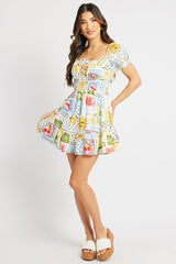 Multi Abstract Fit And Flare Dress Mini
