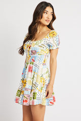 Multi Abstract Fit And Flare Dress Mini