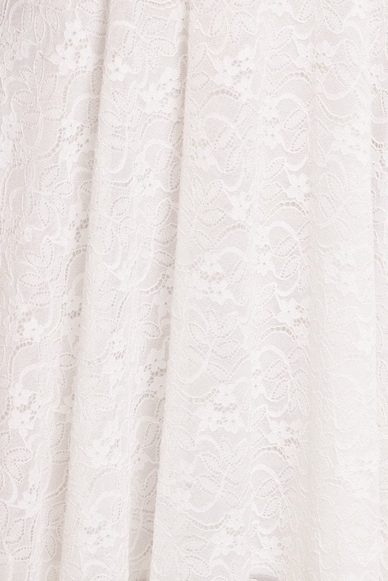 White Fit And Flare Dress Long Sleeve Lace