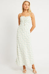 White Ditsy Midi Dress Strappy