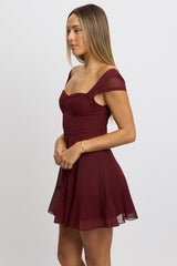 Red Fit And Flare Dress Mini Mesh