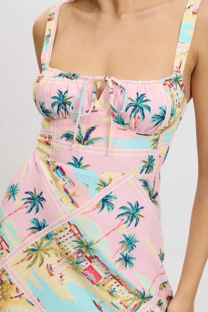 Multi Abstract Mini Dress Sleeveless