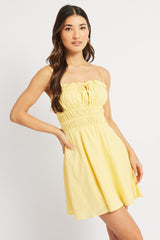 Yellow Fit And Flare Dress Mini