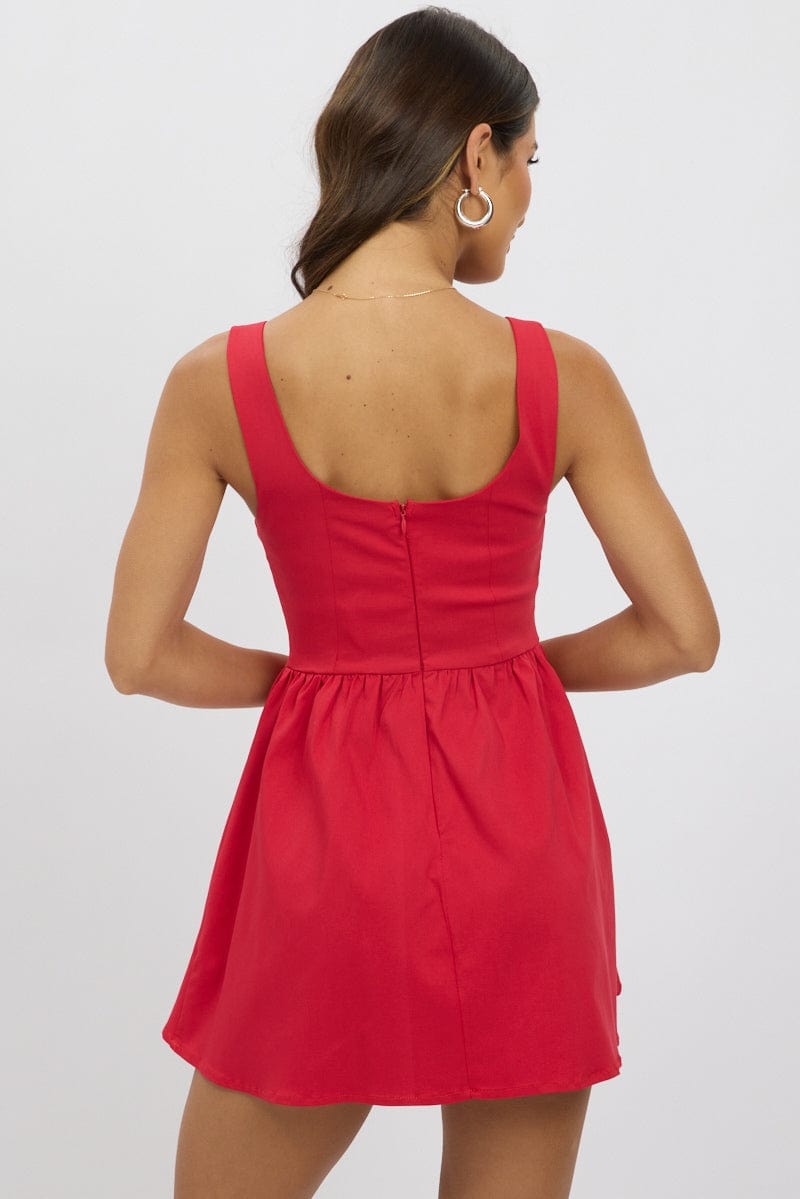 Red Fit And Flare Dress Mini