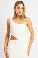 White Maxi Dress Cut Out Detail