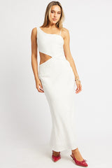 White Maxi Dress Cut Out Detail