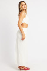 White Maxi Dress Cut Out Detail