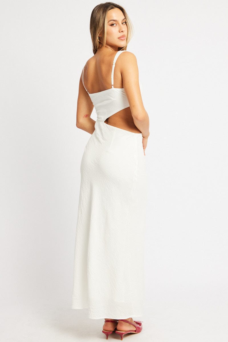 White Maxi Dress Cut Out Detail