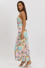 Multi Abstract Maxi Dress Cut Out Detail