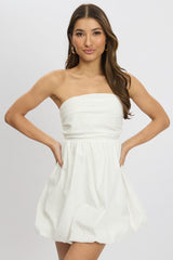 White Bubble Mini Dress Strapless