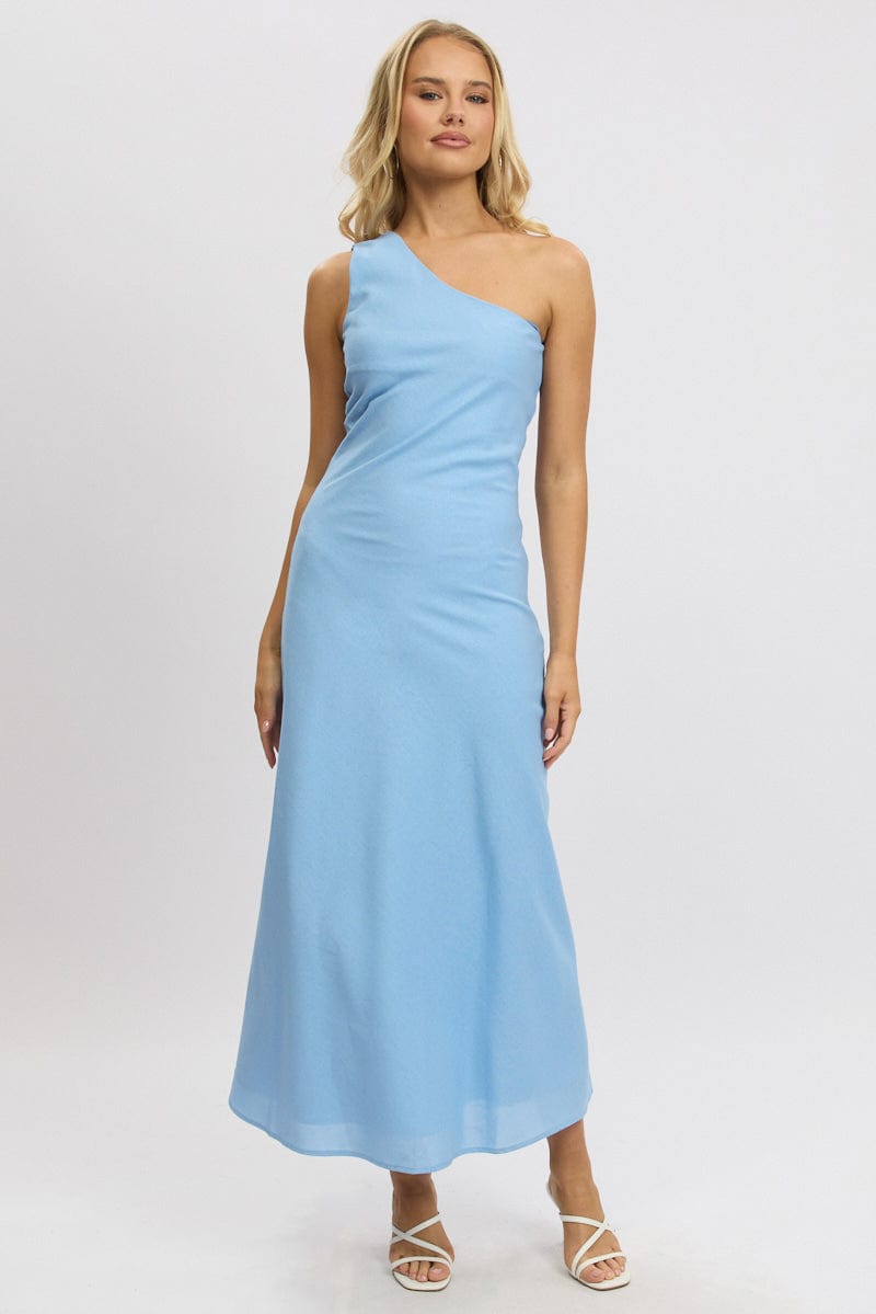 Blue One Shoulder Maxi Dress