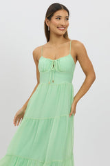 Green Midi Dress Tiered Strappy
