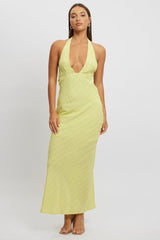 Green Halter Neck Maxi Dress