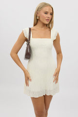 Yellow Mini Dress Square Neck