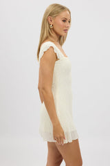 Yellow Mini Dress Square Neck