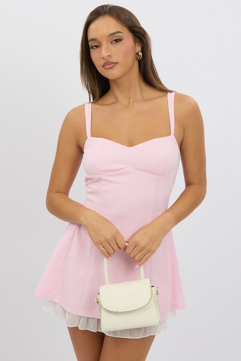 Pink Fit And Flare Dress Mini