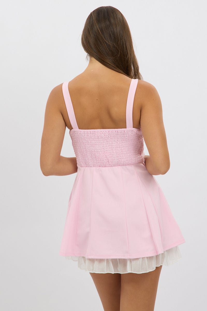 Pink Fit And Flare Dress Mini