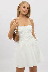 White Fit And Flare Dress Poplin Mini