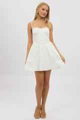 White Fit And Flare Dress Poplin Mini