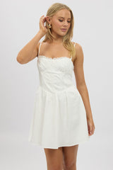 White Fit And Flare Dress Poplin Mini