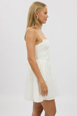 White Fit And Flare Dress Poplin Mini