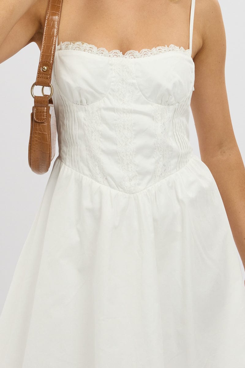 White Fit And Flare Dress Poplin Mini