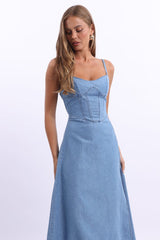 Blue Midi Dress Strappy