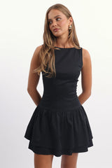 Black Mini Dress Drop Waist