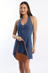 Blue Halter Neck Dress