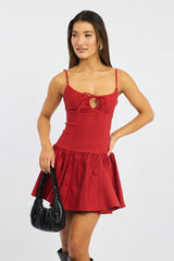 Red Mini Dress Drop Waist