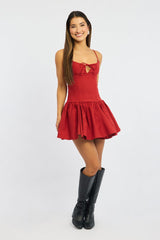 Red Mini Dress Drop Waist