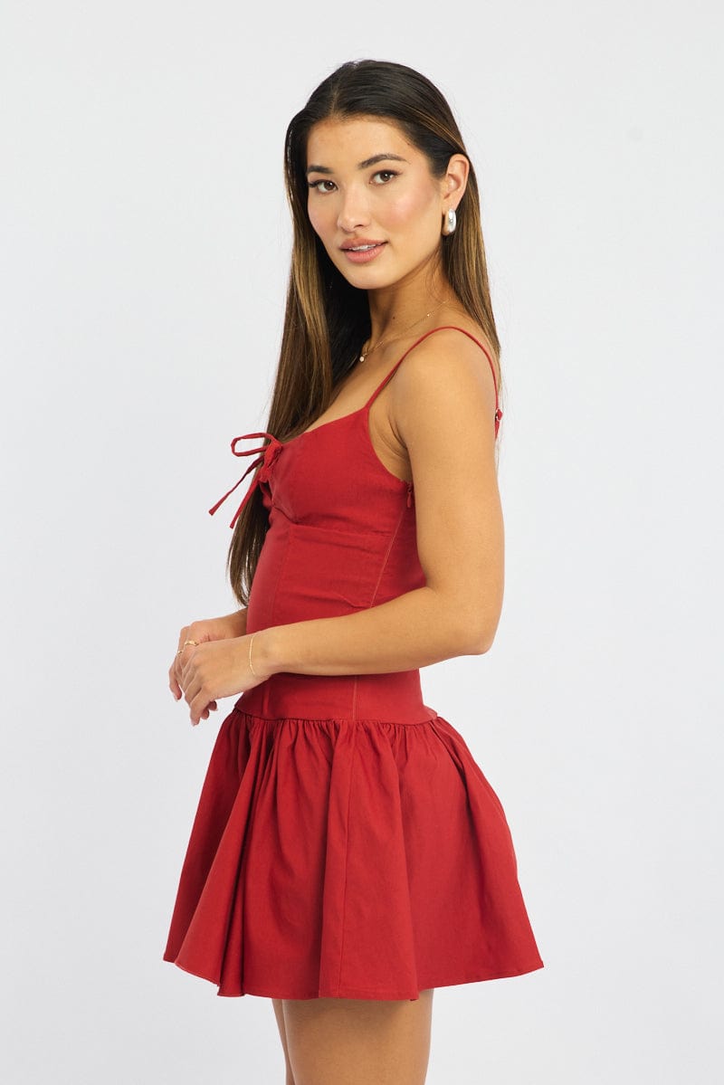 Red Mini Dress Drop Waist