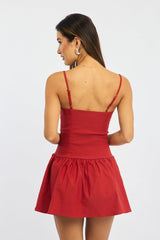 Red Mini Dress Drop Waist