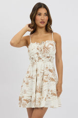 Brown Abstract Fit And Flare Dress Mini