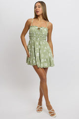 Green Abstract Fit And Flare Dress Mini