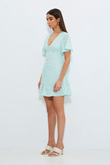 Print Print Bell Sleeve Frill Hem Dress