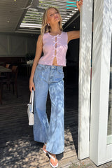 Denim Wide Leg Jeans Mid Rise