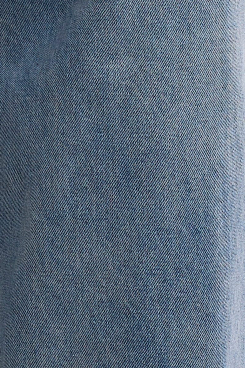 Denim Wide Leg Jeans Mid Rise