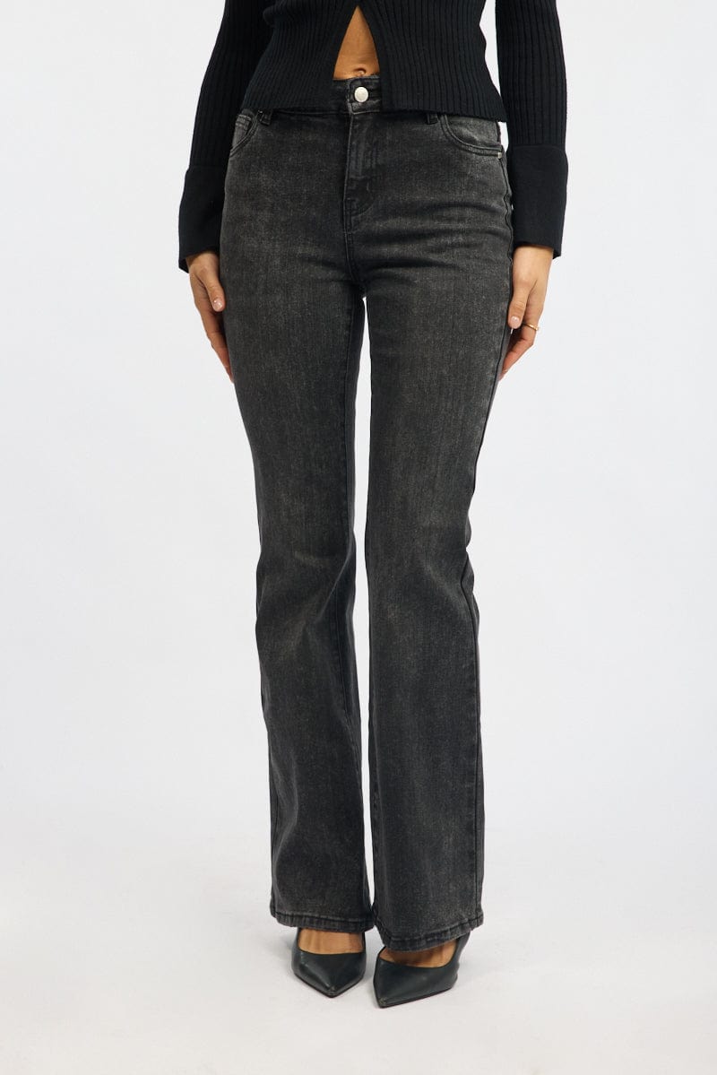 Black Flare Jean High Rise