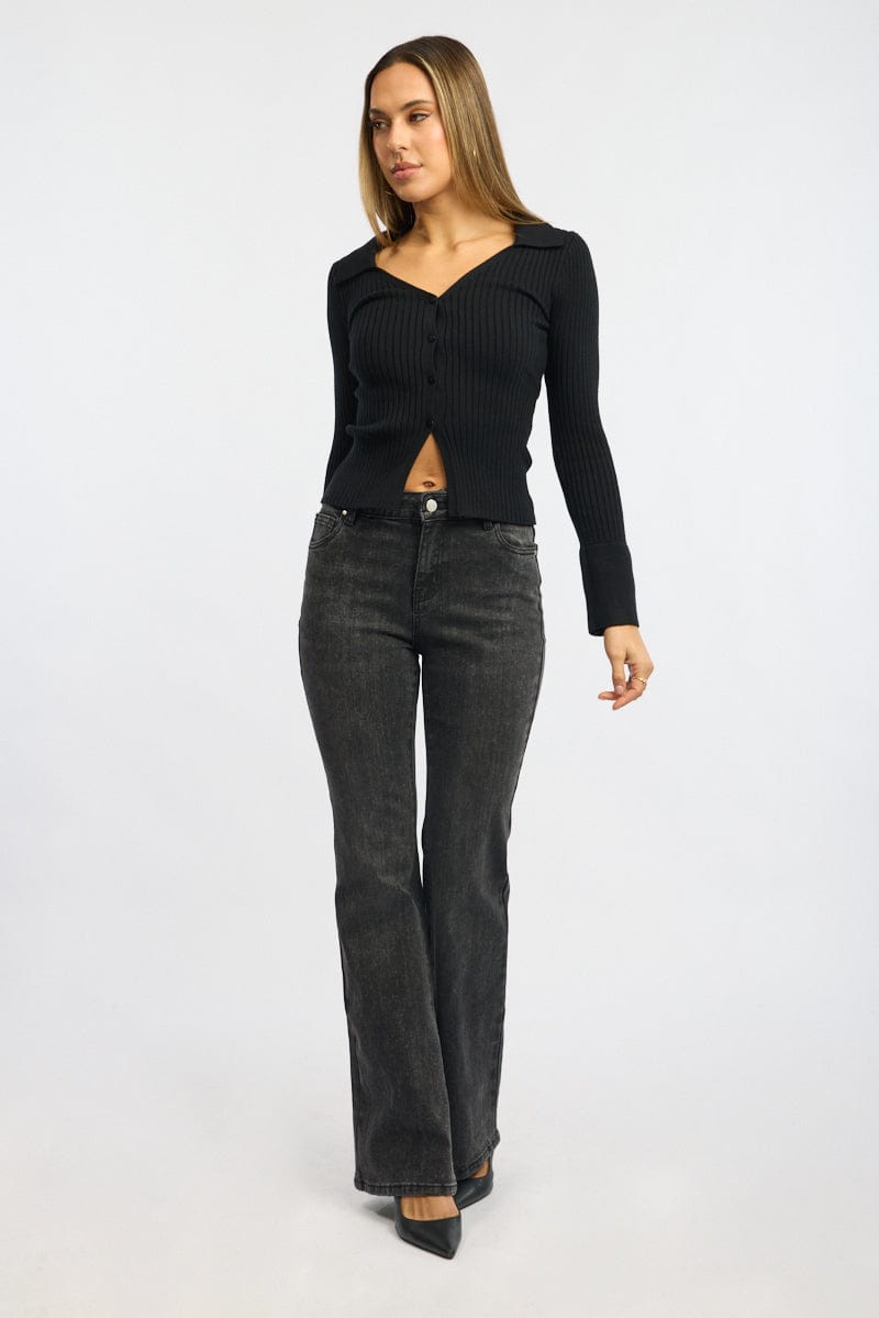 Black Flare Jean High Rise