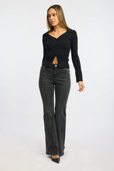 Black Flare Jean High Rise