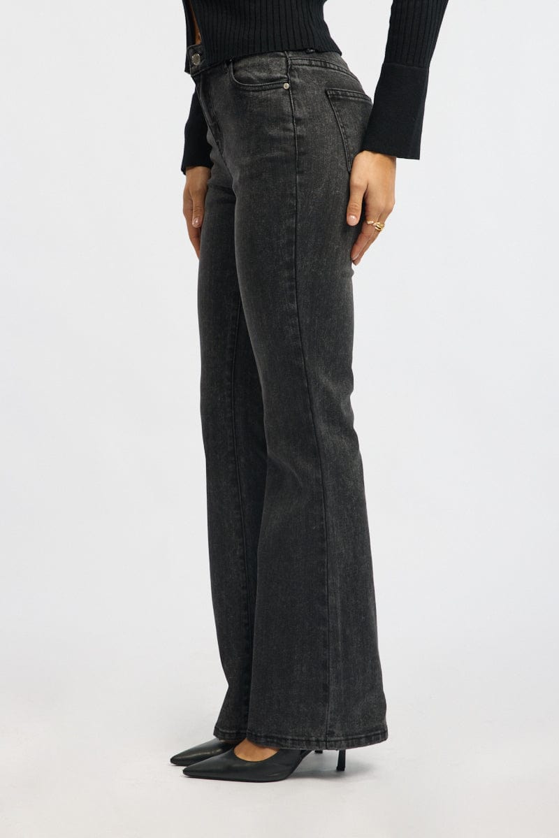Black Flare Jean High Rise