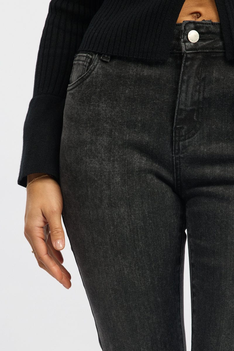 Black Flare Jean High Rise