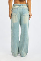 Denim Wide Leg Jeans Mid Rise