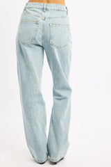 Denim Wide Leg Jeans Mid Rise