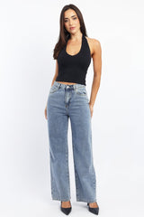 Denim Wide Leg Jeans High Rise